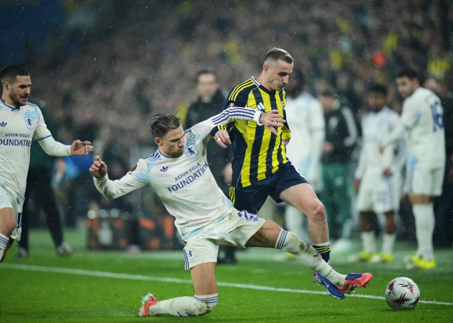 "Aston Villa" un Lionas "Olympique" uzvar viesos un nodrošina vietu Eiropas līgas astotdaļfinālā