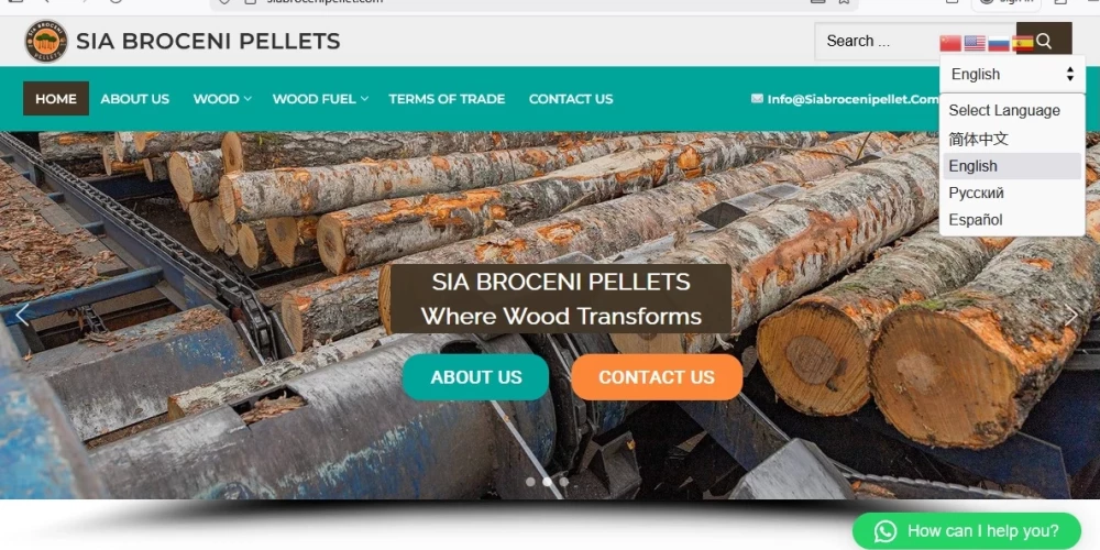 Tīmekļvietne siabrocenipellet.com ir izmantojusi SIA “Broceni Pellets” identitāti. Tajā norādīta uzņēmuma pareizā adrese Smiltenes novada Launkalnes pagastā, īstais SIA “Broceni Pellets” reģistrācijas numurs, un lapā redzamajam “WhatsApp” tālruņa numuram ir Latvijas kods.
