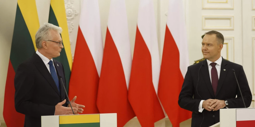 Lietuvas prezidents Gitans Nausēda un Polijas prezidents Karols Navrockis.