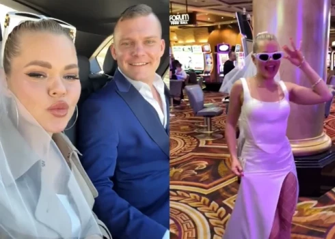 Yana Bruk un Dāvids Krūmiņš iepazinās TV šovā "Mīla kemperī", kura ietvaros Lasvegasā apprecējās.