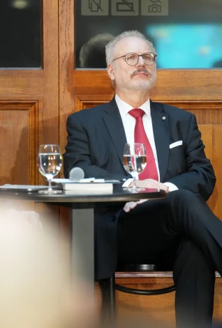 Бывший президент Латвии Эгил Левитс на презентации ежегодника внешней и безопасности политики Латвии.