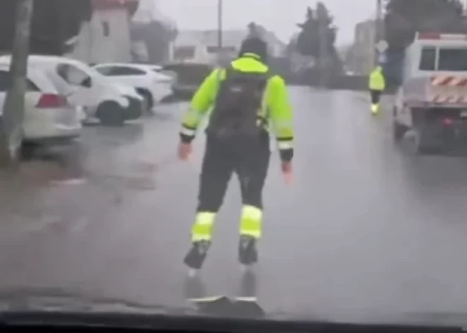 Apledojums izraisa haosu Lietuvā un Polijā: cilvēki slido pa ielām, automašīnas ieslīd grāvjos