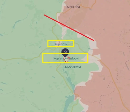 Kupjanska-Uzlova atrodas vismaz 10 kilometru attālumā no tuvākajām Krievijas pozīcijām.