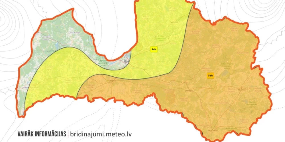Латвийский центр окружающей среды, геологии и метеорологии распространил предупреждение на период с 30 января 20:00 до 31 января 10:00.