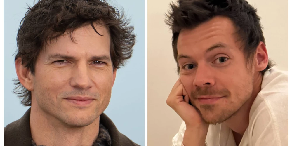 Aktieris Eštons Kačers un dziedātājs Harijs Stailss.