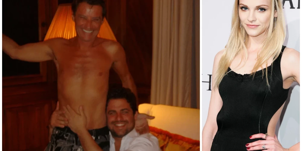 Režisors Brets Ratners un modes aģents Žans Liks Brunels [pa kreisi], kurš atklāja Latvijas topmodeli Gintu Lapiņu.