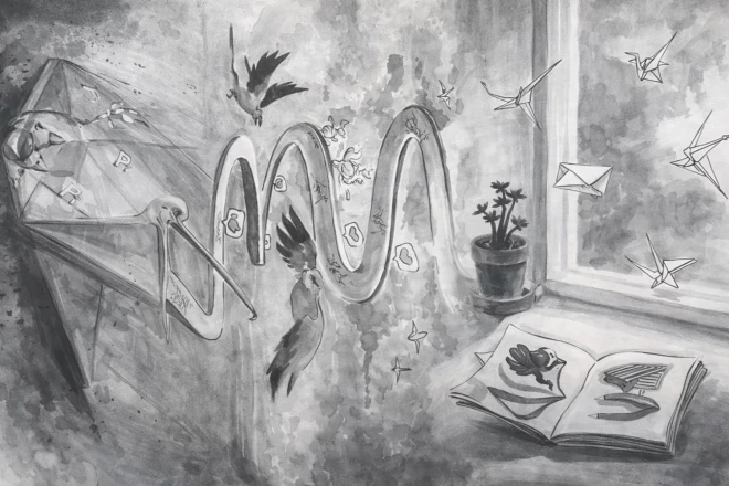 Иллюстрации Анны Галвини к книге Сандры Венско «… хромая птичка не плачет одна».