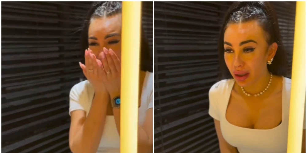 Elīna, ieraugot savu jauno degunu, nespēj slēpt emocijas.