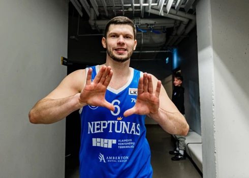 Rihards Lomažs lieliski nospēlēja pirmo puslaiku, gūstot 19 punktus (foto: "BC Neptūnas Klaipėda" / Facebook)
