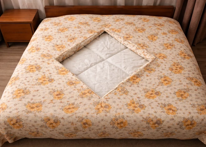 Padomju laika dīvainība: kāpēc segas pārvalkiem bija rombveida caurums