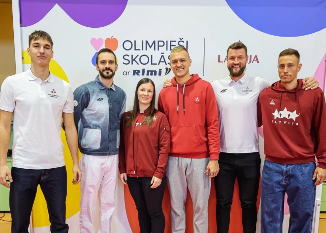 FOTO: olimpieši un uztura speciālisti Rīgas skolās iedvesmo skolēnus veselīgam dzīvesveidam