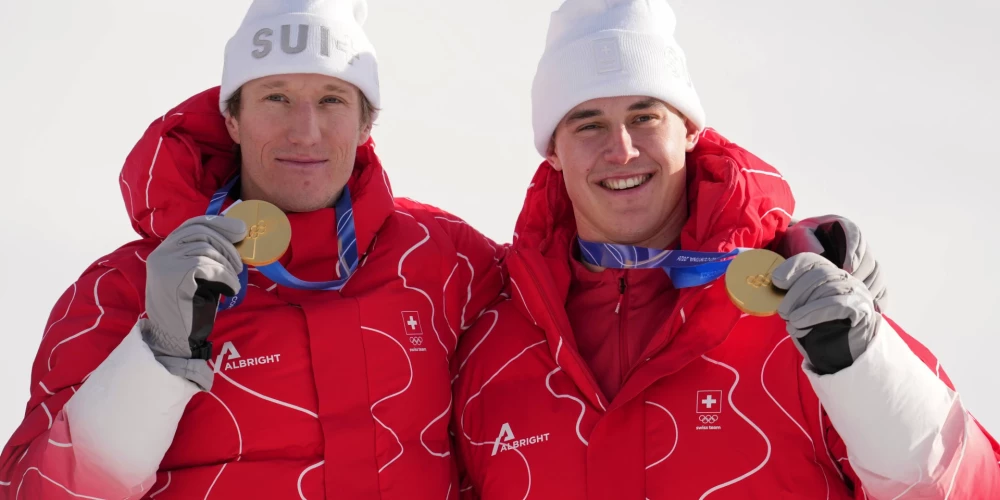 Šveices kalnu slēpotāji Franjo fon Almens un Tangijs Nefs.