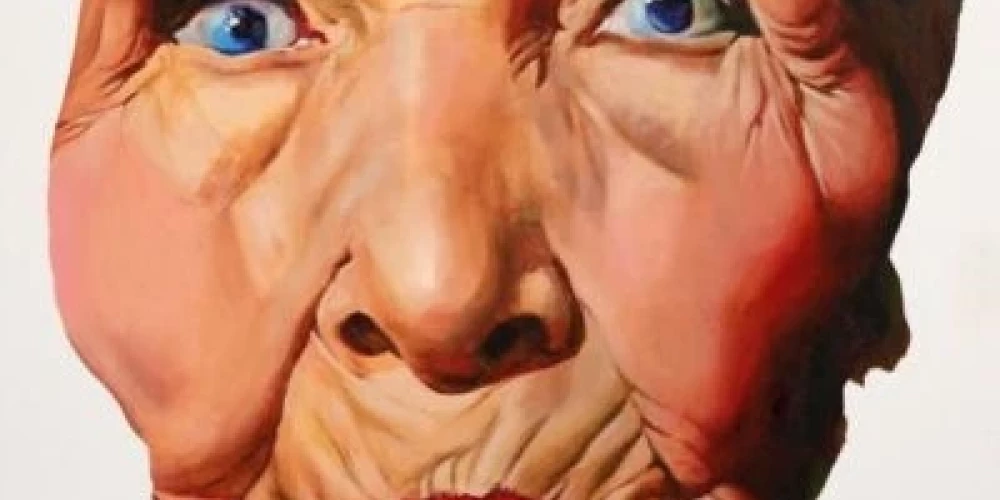 Agnese Kurzemnieces darbs “Sieviete” (2024. 140x100 cm, akrils/audekls; no izstādes “Heterotppia femina” Bauskas muzejā).