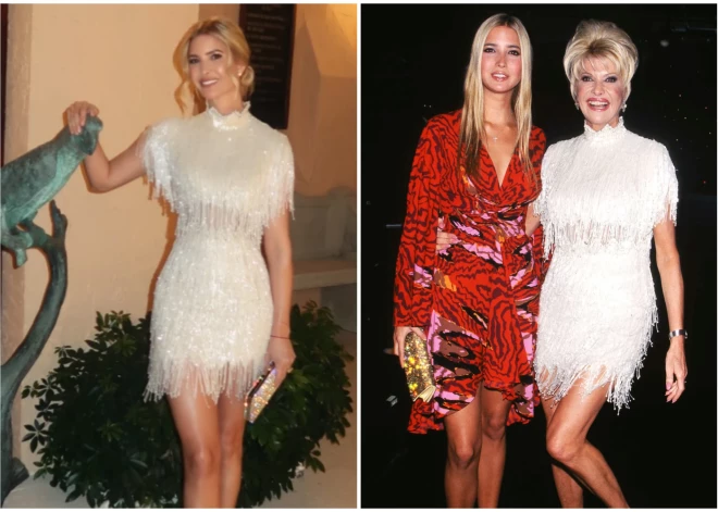 Ivanka Trampa uzvelk savas mirušās mammas Ivanas mirdzošo mini kleitu