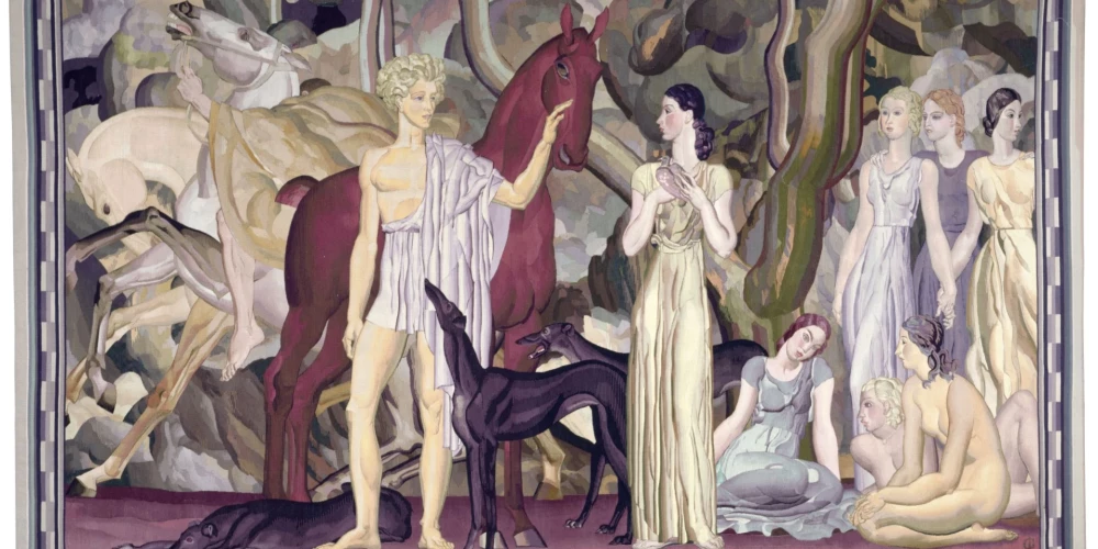 Louis Billotey (1883–1940). Jātnieku izbraukšana. Gobelēns. 1937. Zīds. Mobilier national kolekcija. (Foto: Isabelle Bideau)