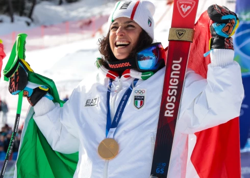 Olimpiskā čempione kalnu slēpošanas supergigantā Federika Brinjone no Itālijas.