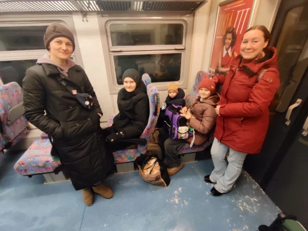 Evita kopā ar bēgļu ģimeni no Zaporižjas.