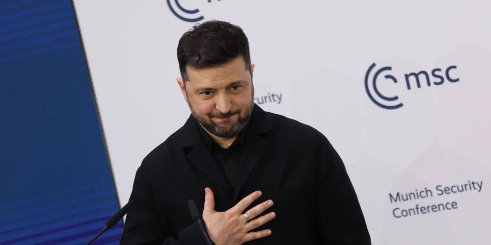 Volodimirs Zelenskis Minhenē. 2026. gada 15. februāris.