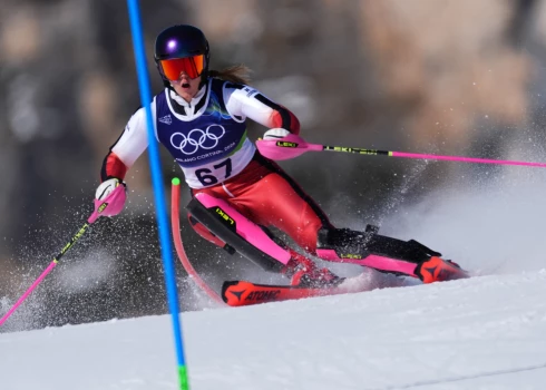 Liene Bondare olimpiskajā trasē.