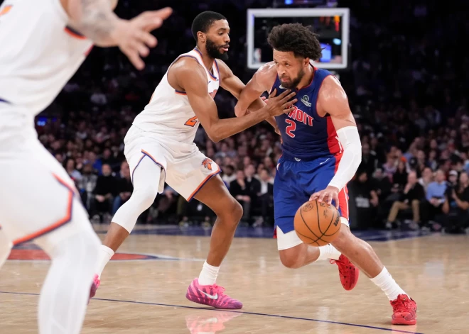 Kaningems iemet 42 punktus uzvarā pār "Knicks" un nostiprina "Pistons" NBA līderpozīcijā