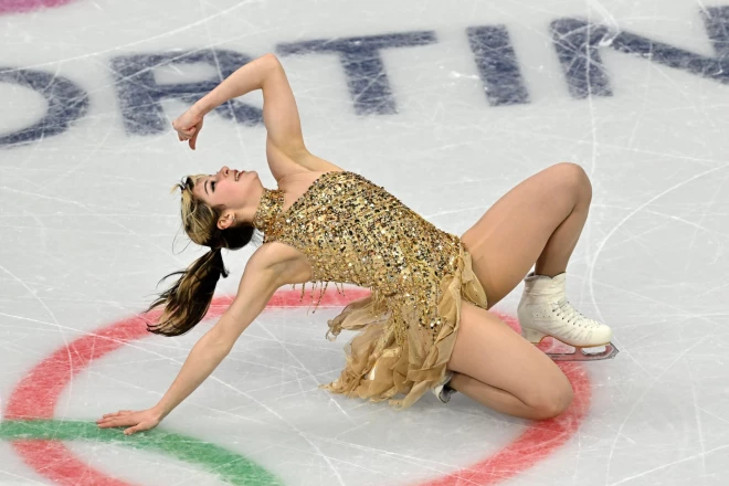 Алиса Лю в произвольной программе на Олимпиаде-2026.