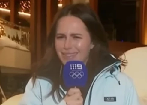 Danika Meisone ziņo par olimpiādi manāmi iereibusi (ekrānuzņēmums no video)
