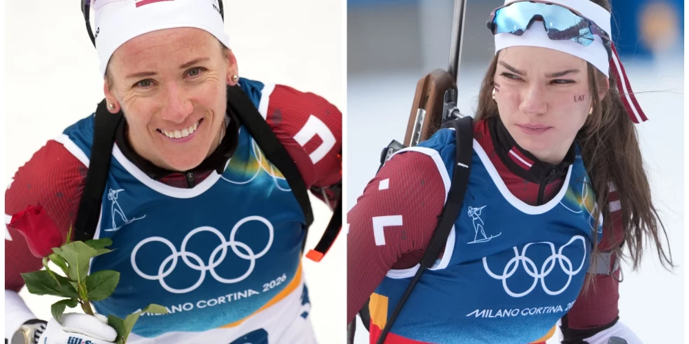 Finiša taisni abas Latvijas biatlonistes -Baiba Bendika un Estere Volfa - sasniedza vienlaicīgi. 