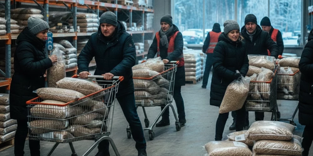 Жители Латвии в морозы бросились скупать гранулы.