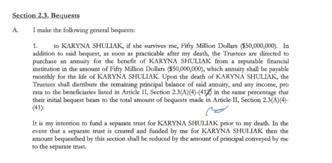 Džefrijs Epstīns novēlējis lielāko daļu savas turības Baltkrievietei Karīnai Šuliakai.