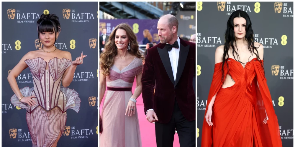 Zvaigznes mirdz uz BAFTA sarkanā paklāja.