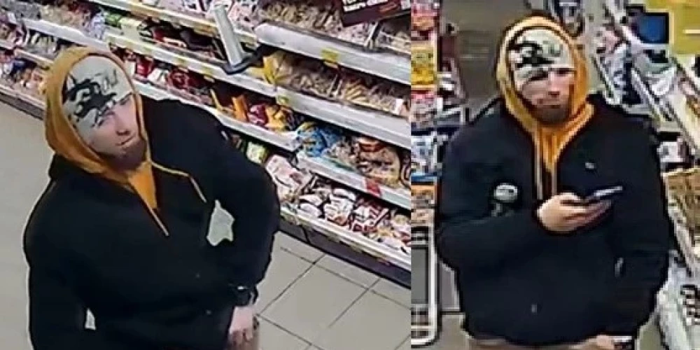 Valsts policijas amatpersonas Liepājā aizdomās par mantiska rakstura noziedzīga nodarījuma izdarīšanu meklē attēlā redzamo vīrieti.