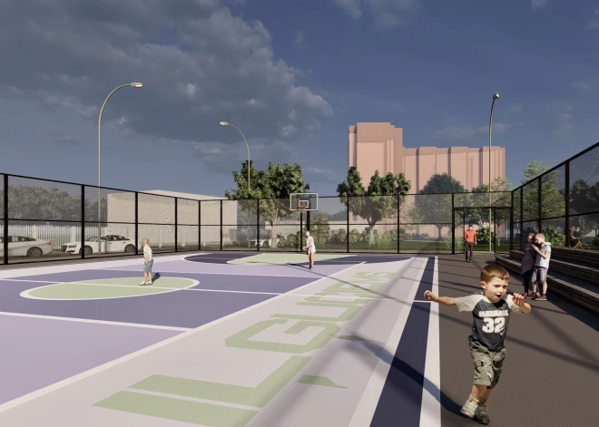 ФОТО: в Ильгюциемсе появится бесплатная спортплощадка с освещением и современным покрытием