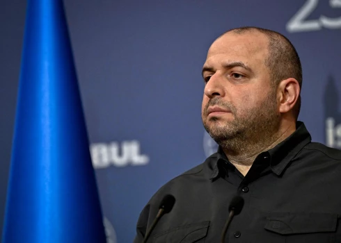 Ukrainas delegācijas vadītājs, Nacionālās drošības un aizsardzības padomes sekretārs Rustems Umerovs.