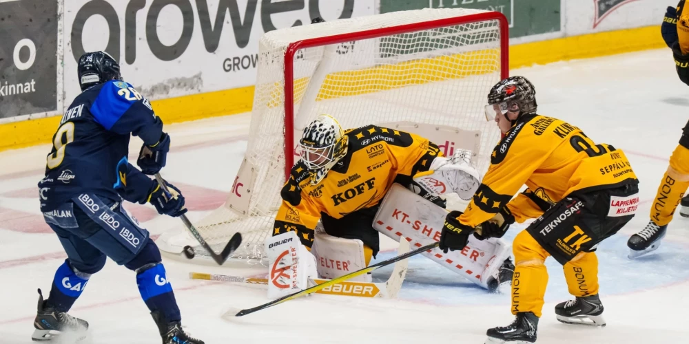 Gustavs Dāvis Grigals šosezon laukumā Somijas čempionātā devies 23 mačos (foto: "SaiPa" / Facebook)