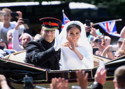 Harijs un Megana kāzu dienā.