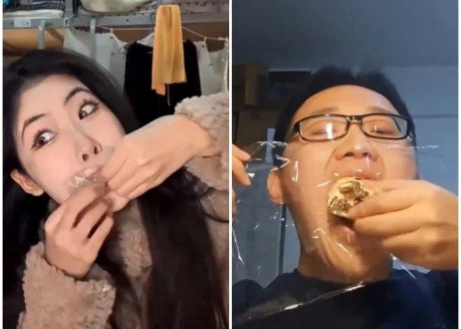 Cilvēki aptin muti ar pārtikas plēvi un “ēd bez kalorijām” — trakais “TikTok” trends satrauc mediķus