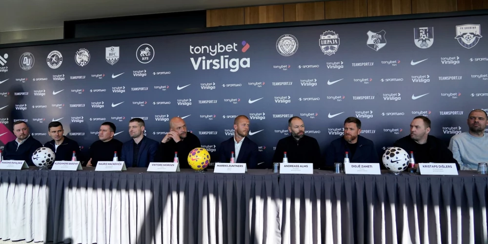 Latvijas futbola virslīgas 2026. gada preses konference.