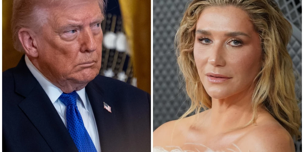 ASV prezidents Donalds Tramps un dziedātāja Keša. 