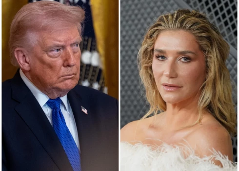 ASV prezidents Donalds Tramps un dziedātāja Keša. 