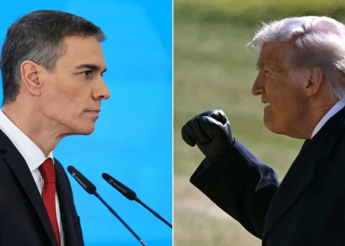 Spānijas premjerministrs Pedro Sančess un ASV prezidents Donalds Tramps.