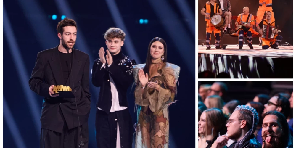 Fiņķis (pa kreisi) ieguva četras "Gamma" balvas (foto: Lauris Vīksne; pasākuma kolāža: jauns.lv)