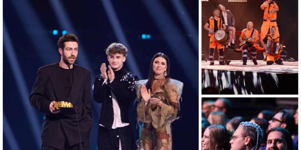 Fiņķis (pa kreisi) ieguva četras "Gamma" balvas (foto: Lauris Vīksne; pasākuma kolāža: jauns.lv)