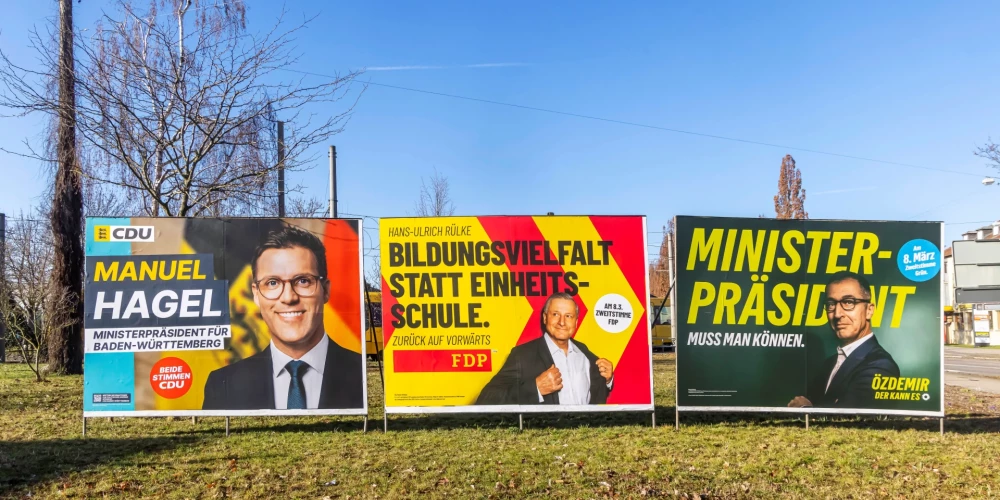 Priekšvēlēšanu plakāti Štutgartes priekšpilsētā Felbahā.