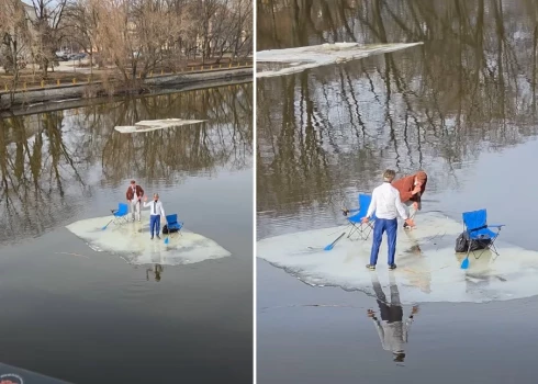 В Тарту сняли людей, дрейфующих по реке на льдине.