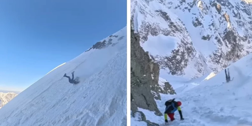 Альпинист снял падение человека со склона в Татрах.