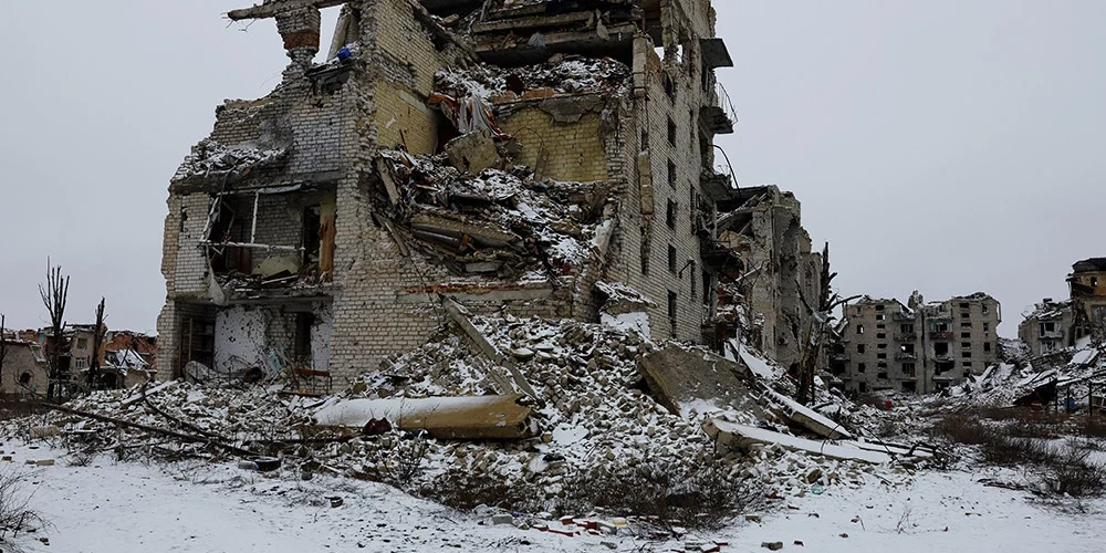 Krievu iebrucēju izpostītā Marinka.