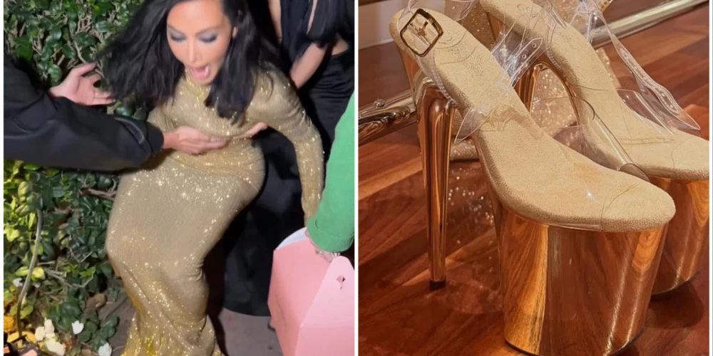 Kima Kardašjana pati soctīklos atrādīja savu misēkli ar pārāk augstajām kurpēm.