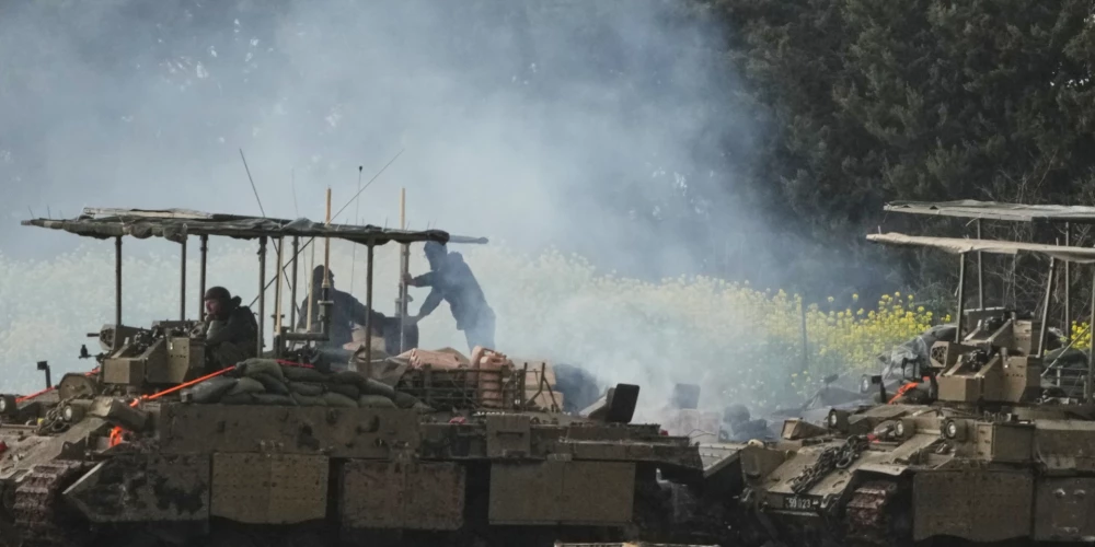 Izraēlas karavīri netālu no Libānas robežas 2026. gada 21. martā.