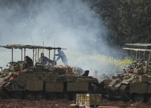 Izraēlas karavīri netālu no Libānas robežas 2026. gada 21. martā.