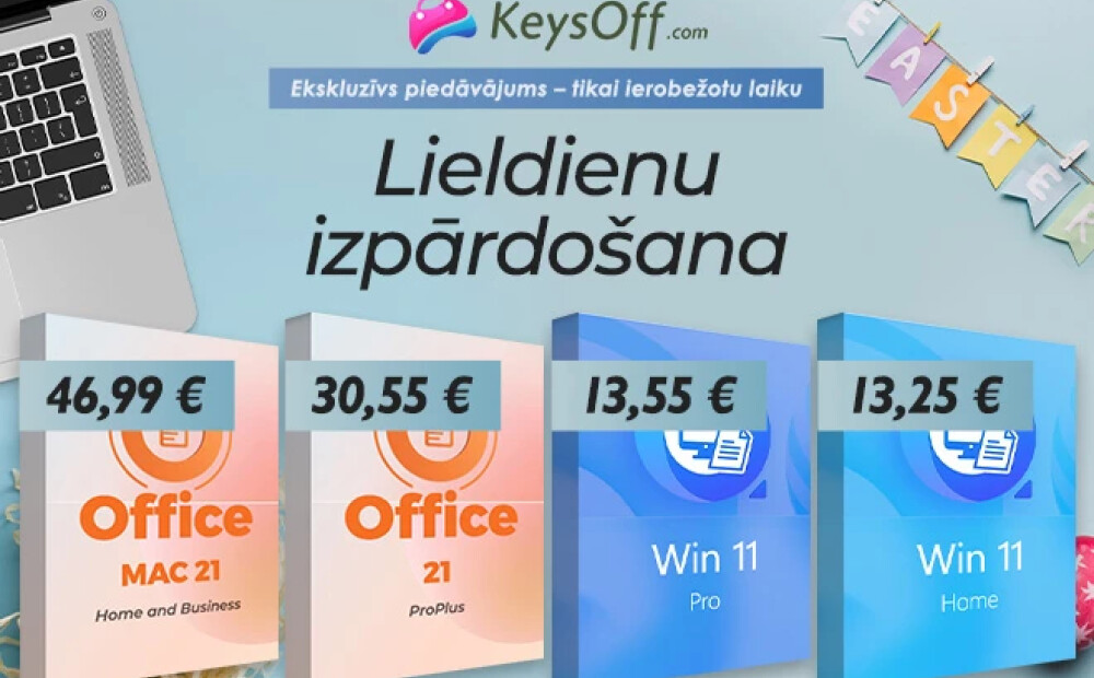 Lieldienu īpašais piedāvājums „Office 2021 Pro“ mūža licencēm – jau no 25 €! „Windows 11 Pro“ par 13,55 €!